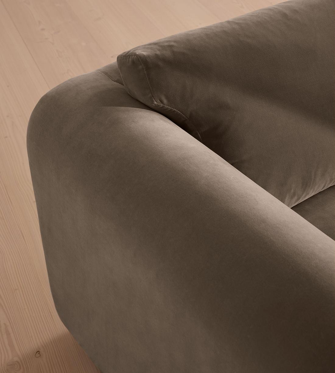 Farrell Three Seater Sofa - Velvet - Taupe - Images - Image 5