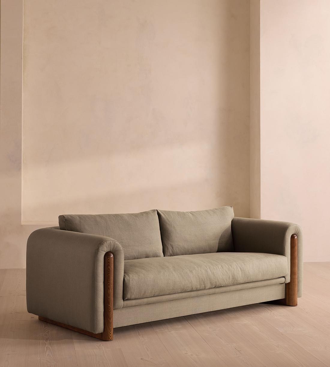 Farrell Three Seater Sofa - Linen - Mushroom - UK - Listing - Image 1