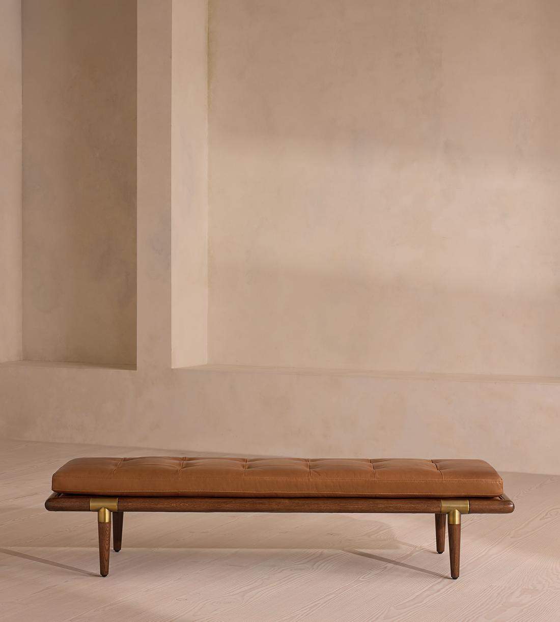 Theodore Bench - Leather - Chestnut - Listing - Image 2
