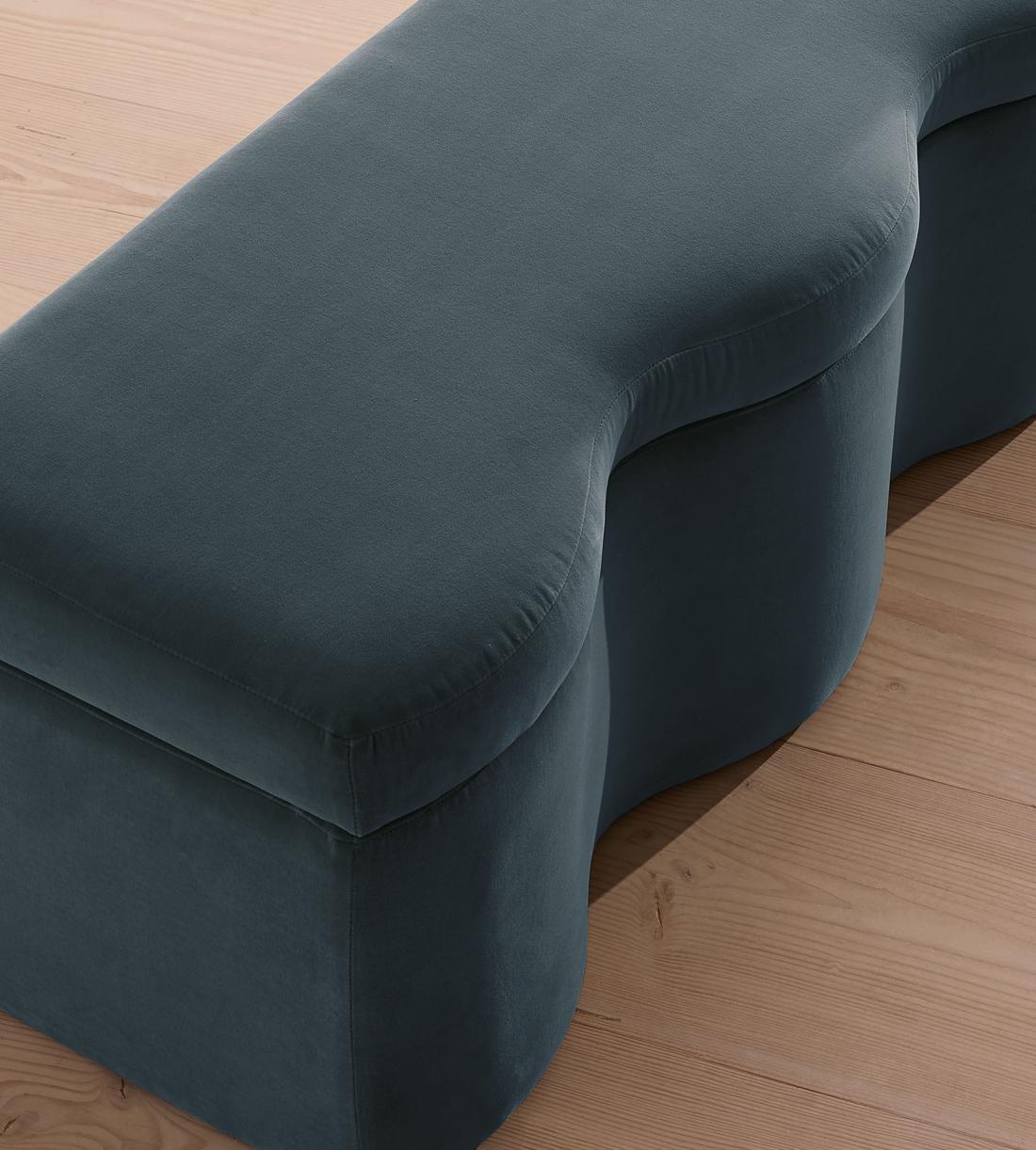 Eli Storage Bench - Grey Blue Velvet - Images - Image 6