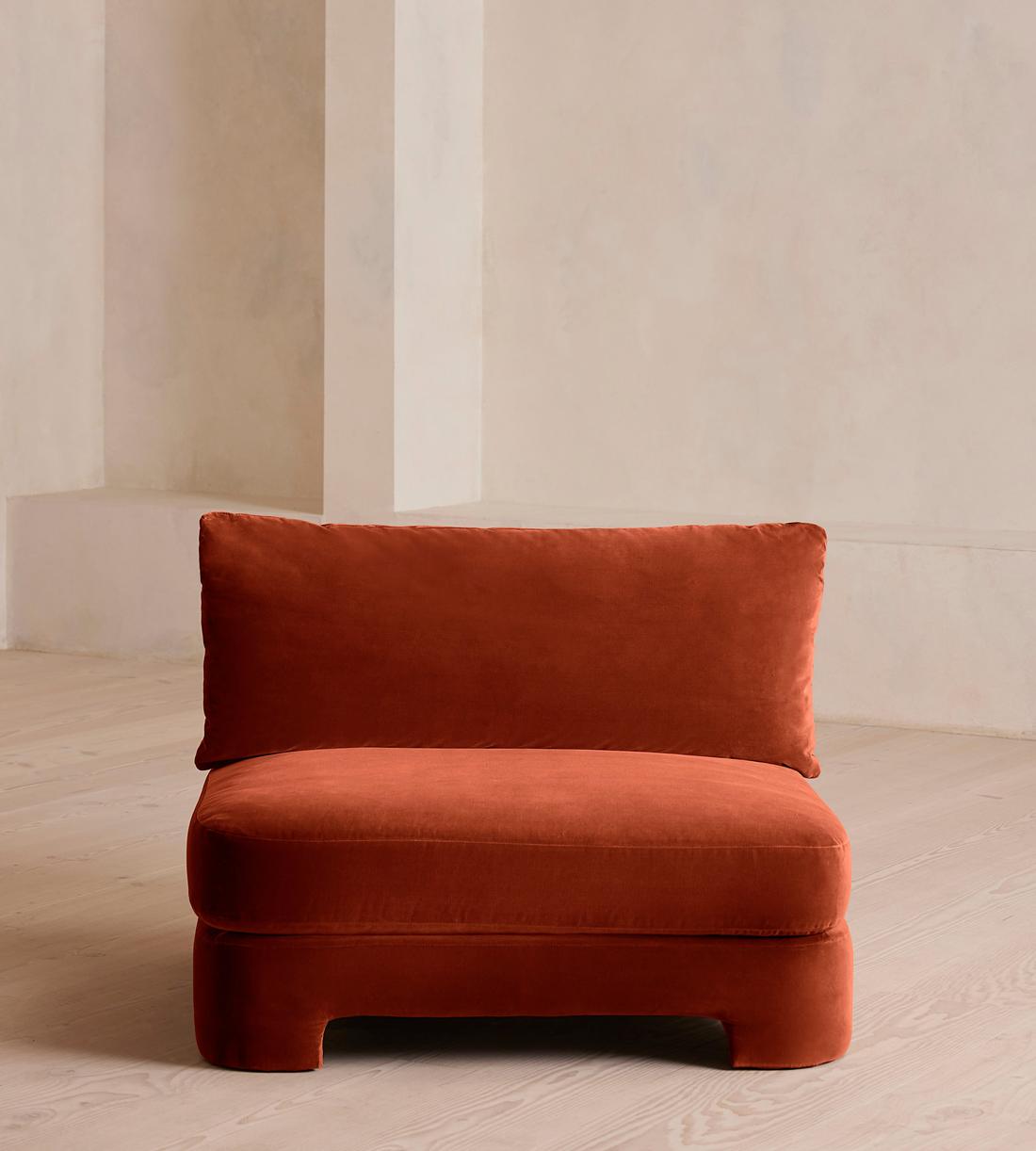Odell Deeper Sit Sectional Sofa - Armless Module - Velvet Rust - US - Image 1