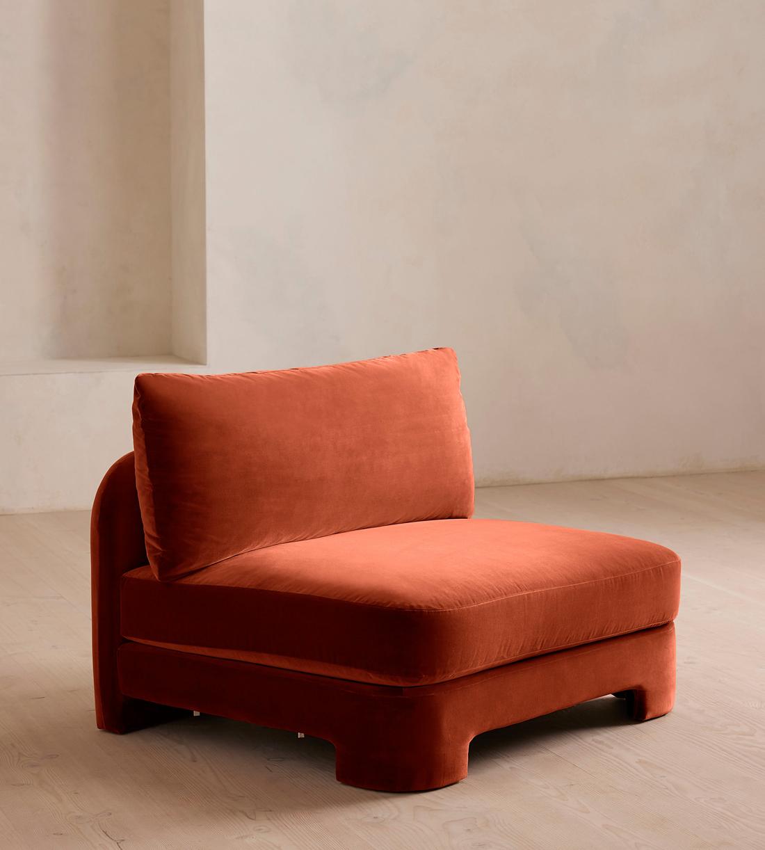 Odell Deeper Sit Sectional Sofa - Armless Module - Velvet Rust - US - Image 2