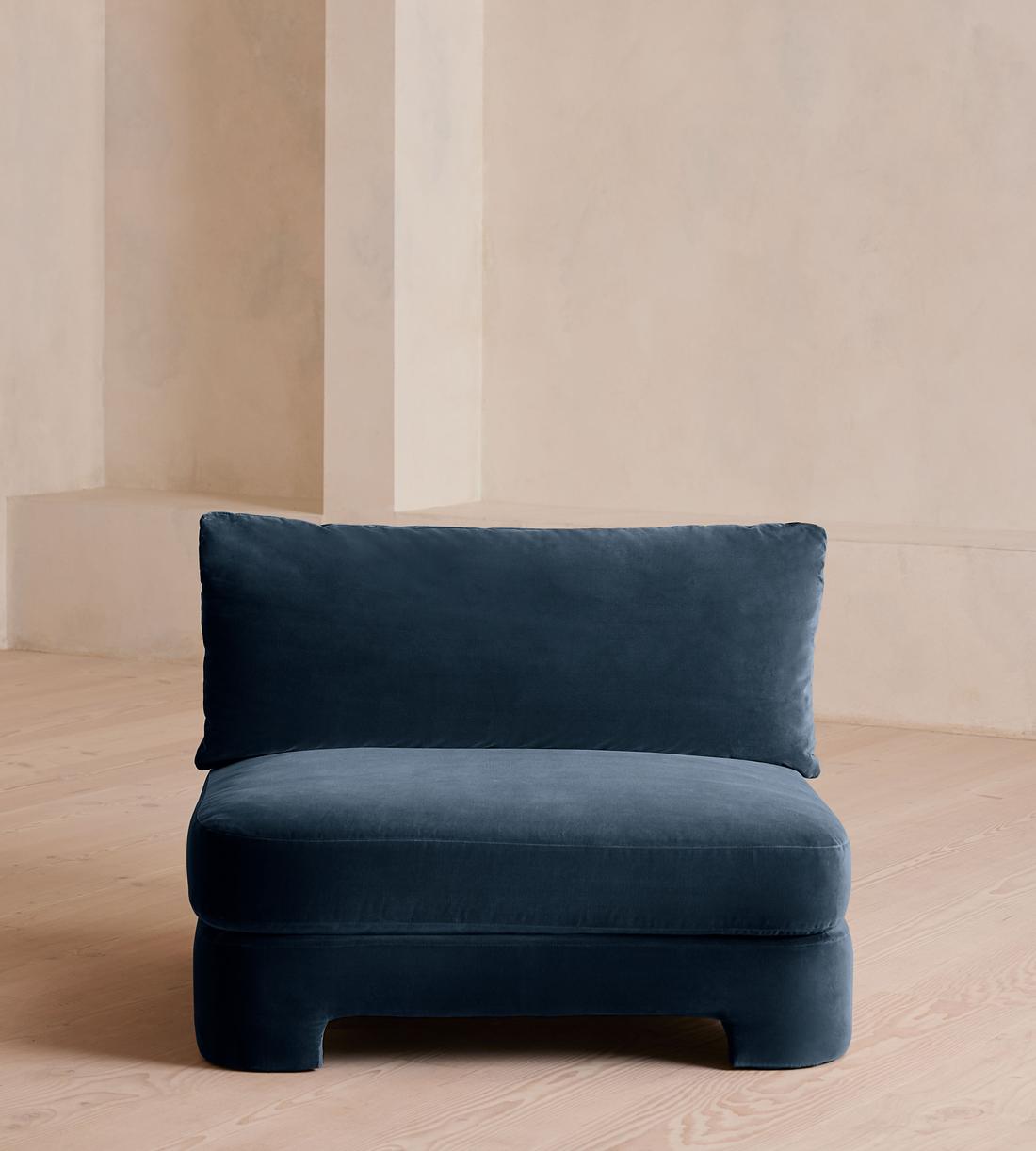 Odell Deeper Sit Sectional Sofa - Armless Module - Velvet Royal Blue - US - Image 1