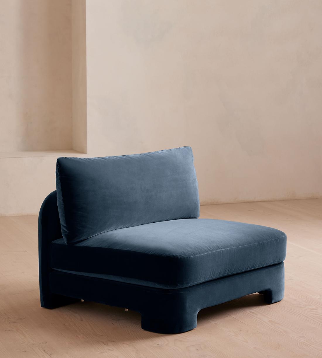 Odell Deeper Sit Sectional Sofa - Armless Module - Velvet Royal Blue - US - Image 2