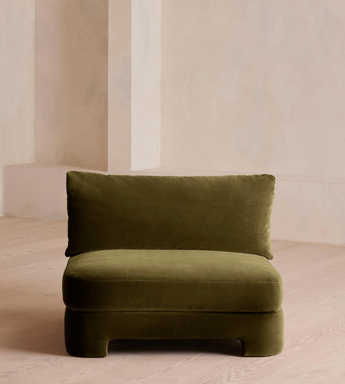 Odell Deeper Sit Sectional Sofa - Armless Module - Olive Velvet - US - Image 1