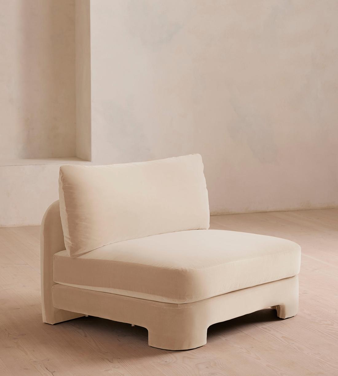 Odell Deeper Sit Sectional Sofa - Armless Module - Porcelain Velvet - US - Image 2