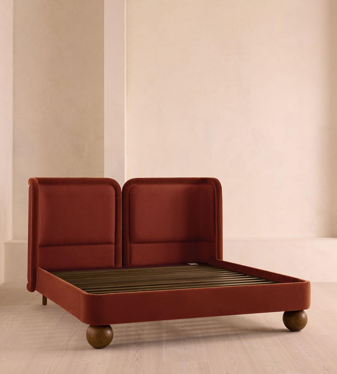 Willem Bed - King - Velvet & Linen - Rust - US - Images - Image 3