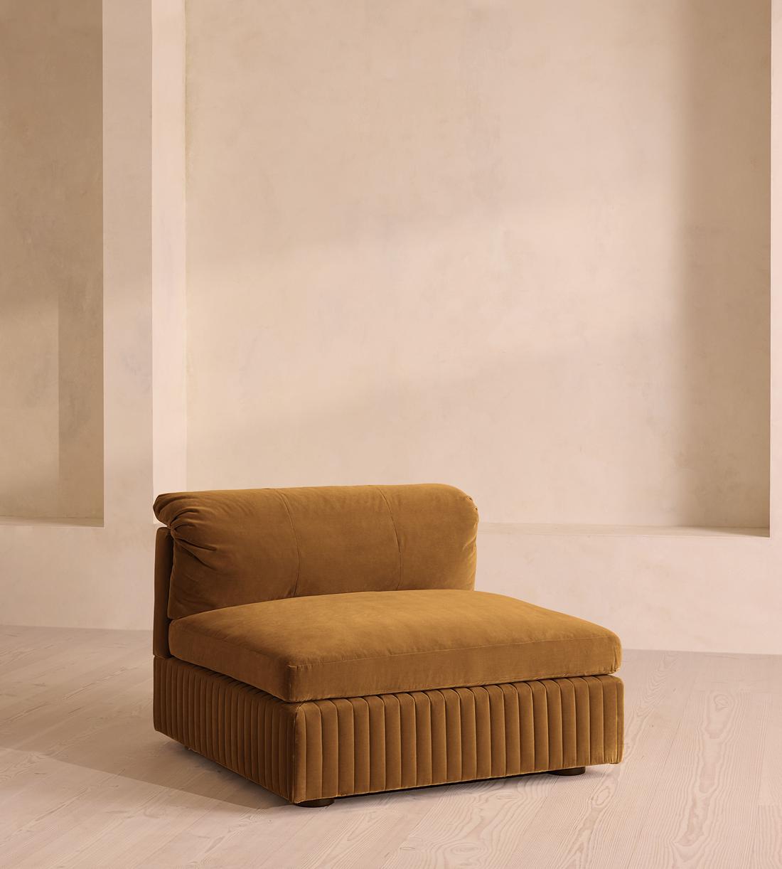 Oona Modular Sofa - Armless Module - Mustard Velvet - UK - Image 1