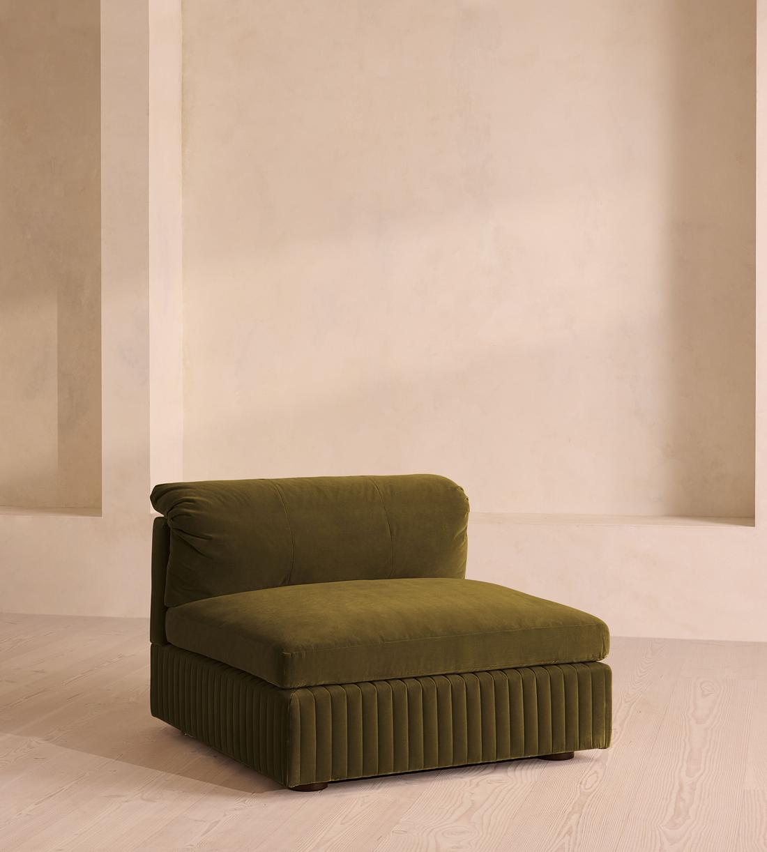 Oona Modular Sofa - Armless Module - Olive Velvet - UK - Image 1