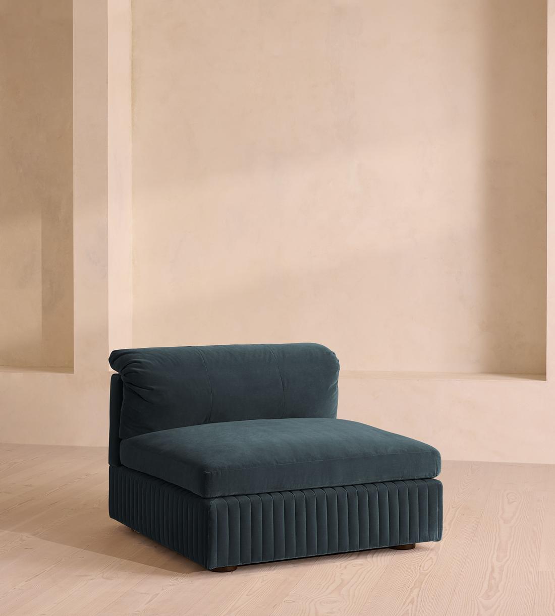 Oona Sectional Sofa - Armless Module - Grey Blue Velvet - US - Image 1