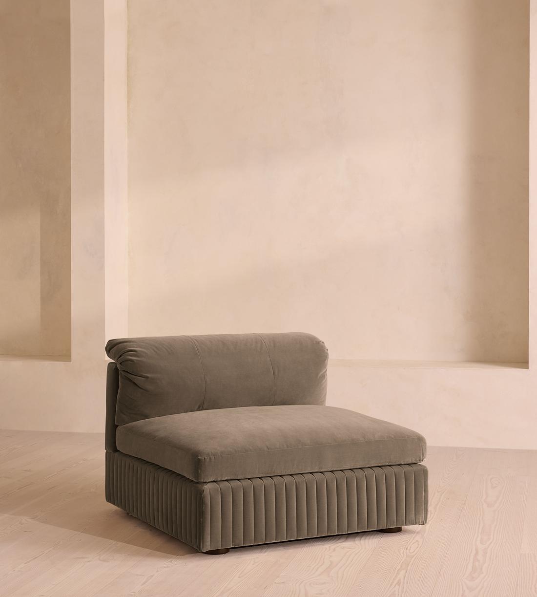 Oona Sectional Sofa - Armless Module - Taupe Velvet - US - Image 1
