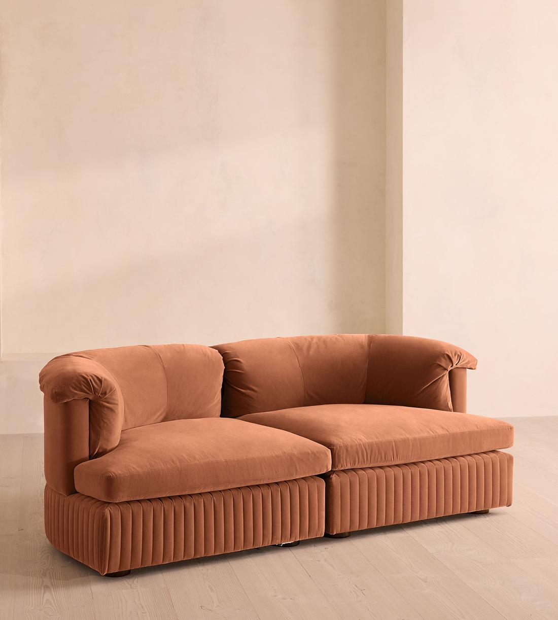 Oona Sectional Sofa - Three Seater - Velvet Antique Rose - US - Listing - Image 1