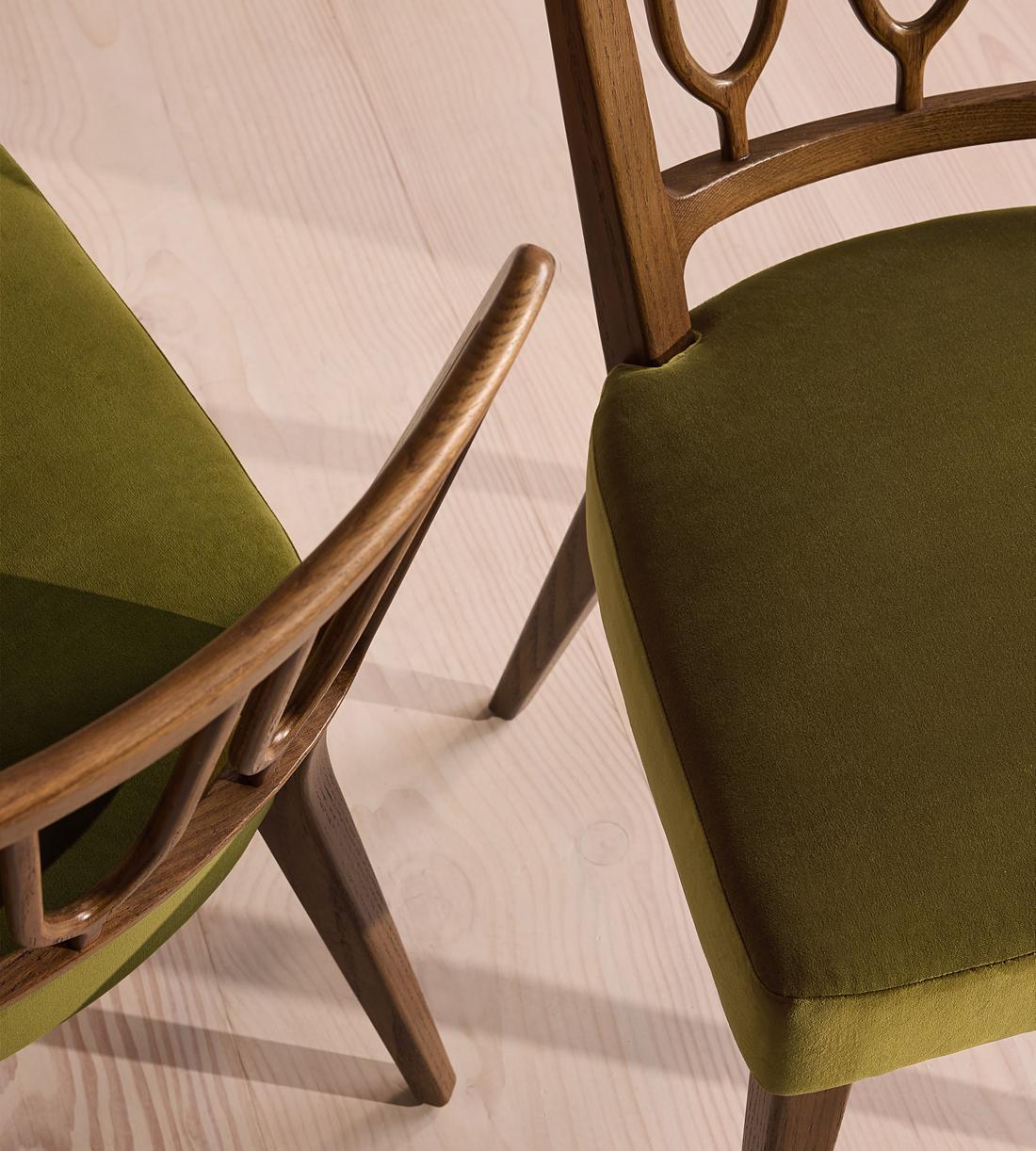 Pair of Leonie Armless Dining Chairs - Velvet - Olive - US - Images - Image 5