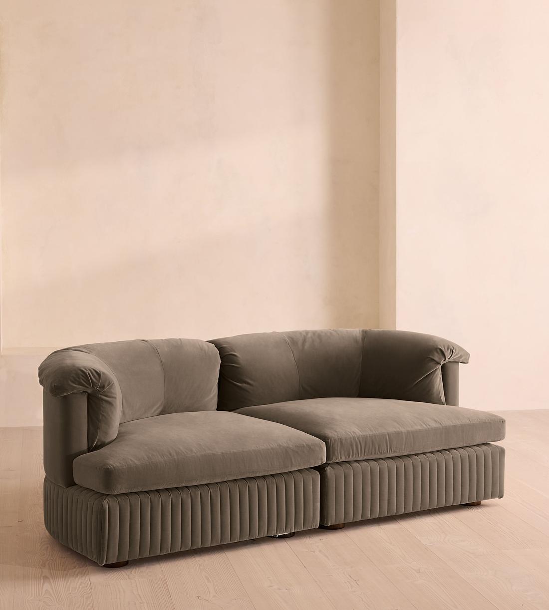 Oona Sectional Sofa - Three Seater - Velvet Taupe - US - Listing - Image 1