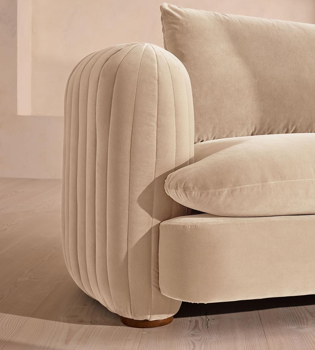 Vivienne Deeper Sit Sectional Sofa - Three Seater - Velvet Porcelain US - Images - Image 5