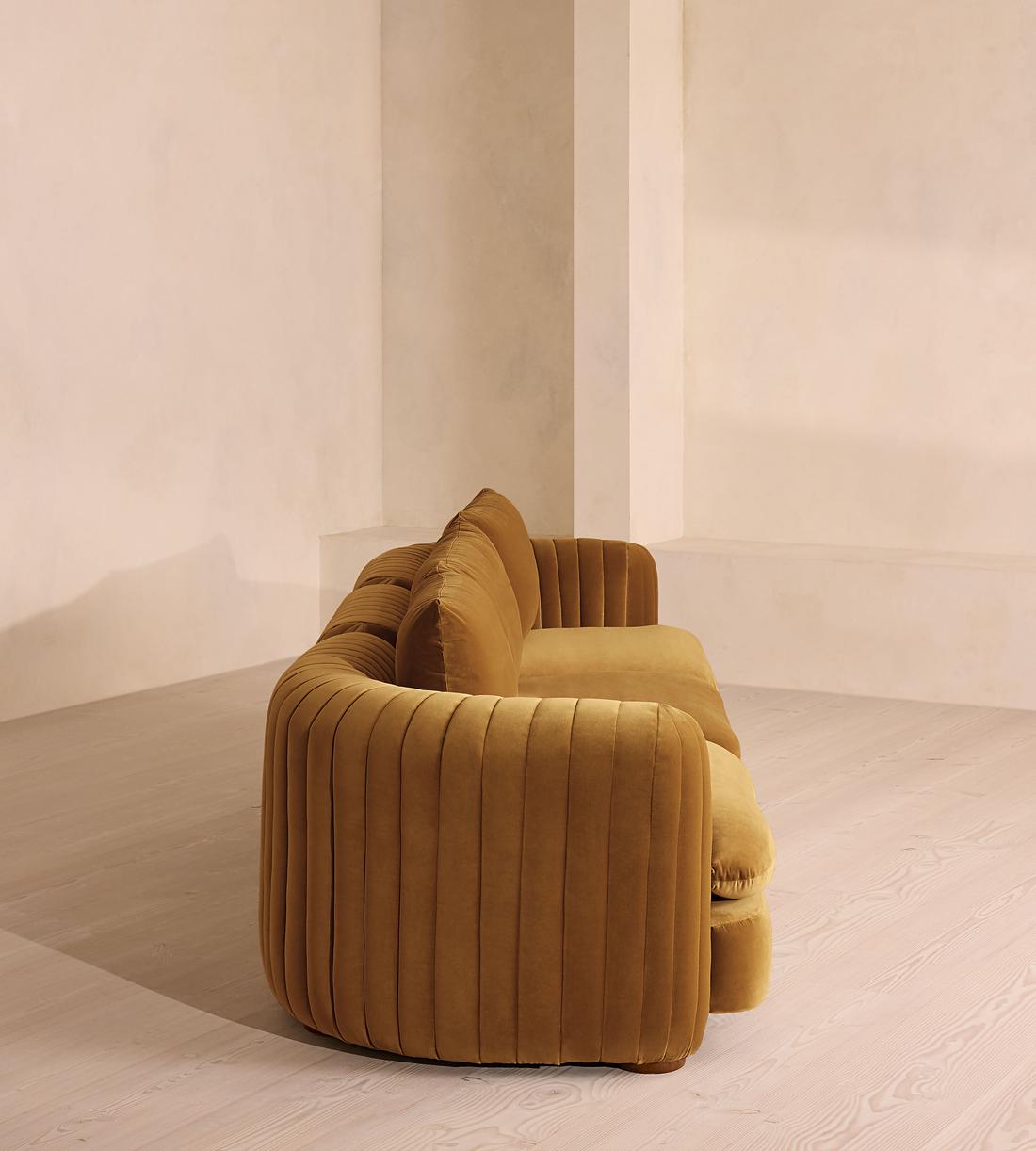 Vivienne Deeper Sit Sectional Sofa - Four Seater - Velvet Mustard US - Images - Image 3