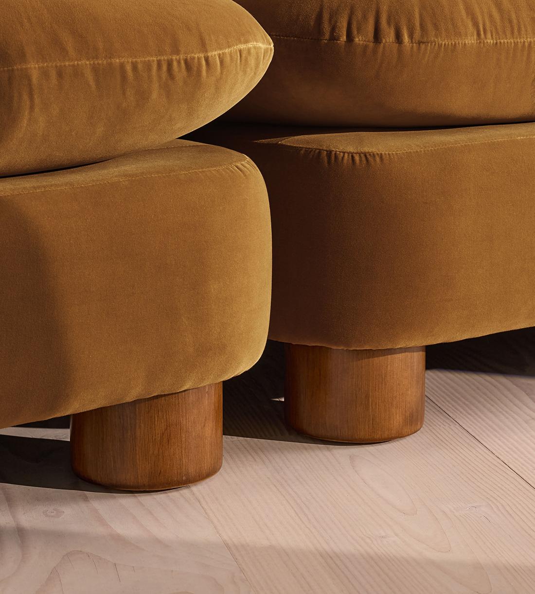 Vivienne Deeper Sit Sectional Sofa - Four Seater - Velvet Mustard US - Images - Image 5