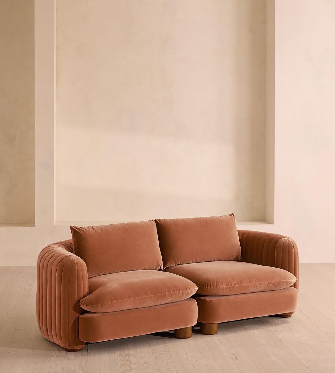 Vivienne Deeper Sit Sectional Sofa - Three Seater - Velvet Antique Rose US - Listing - Image 2