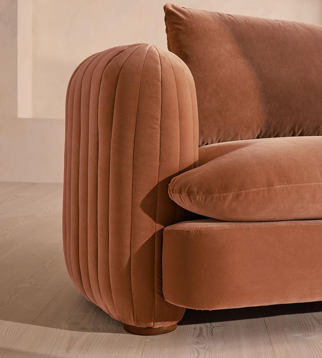 Vivienne Deeper Sit Sectional Sofa - Three Seater - Velvet Antique Rose US - Images - Image 5