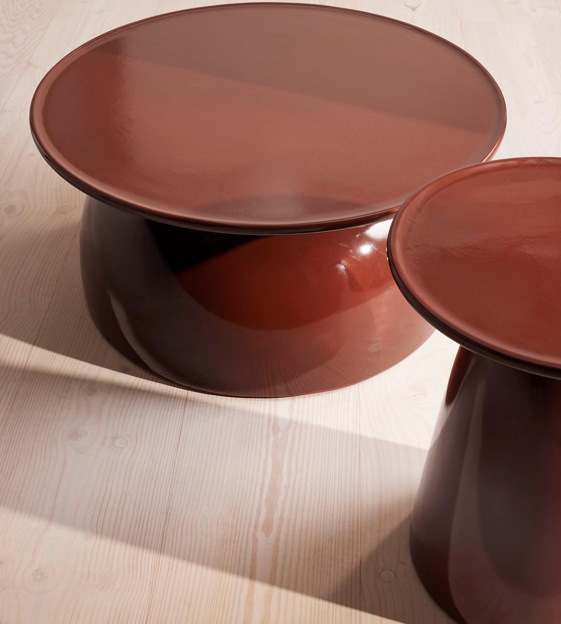 Rina Outdoor Concrete Coffee Table - Maroon - Images - Image 6