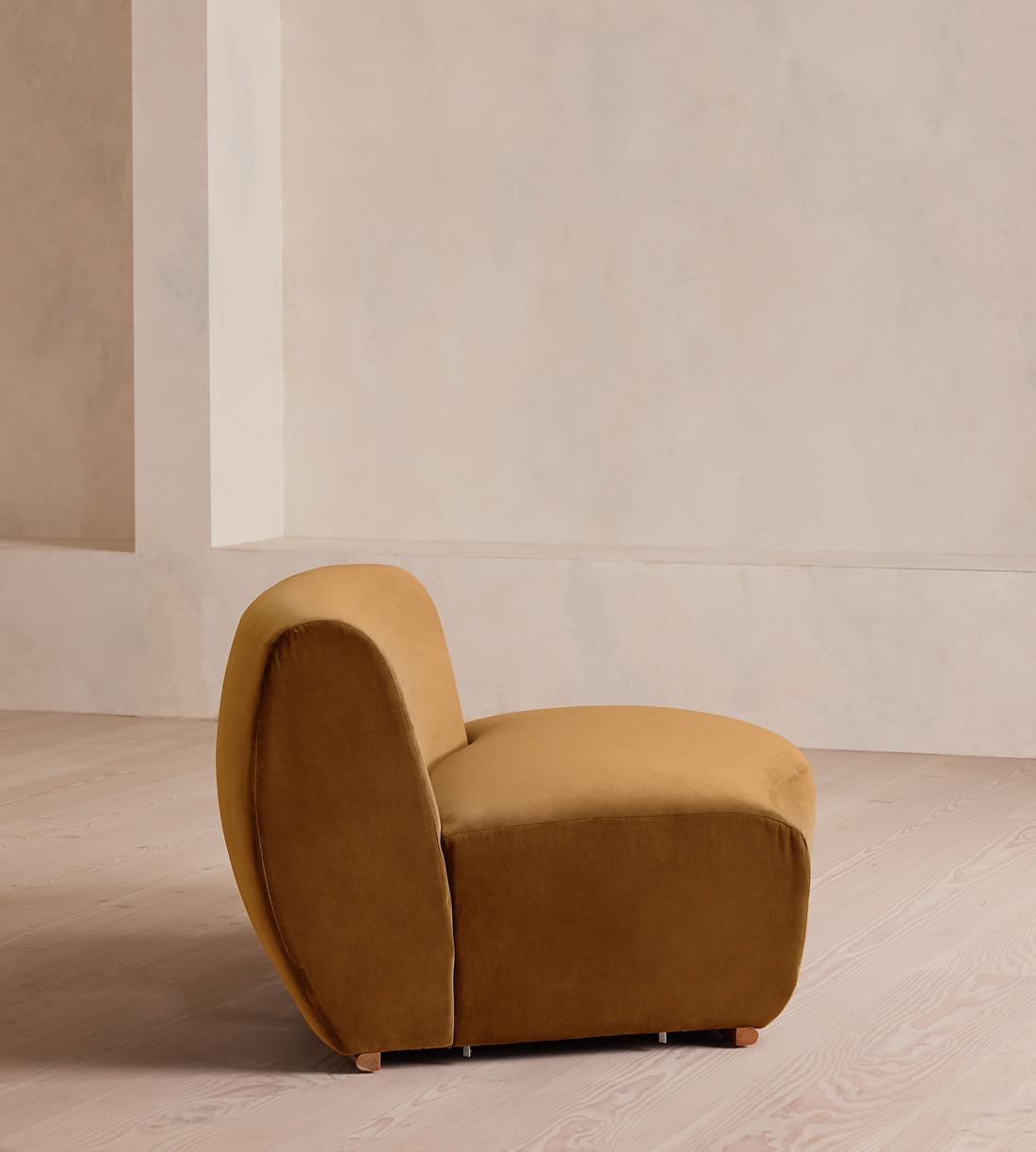 Aline Serpentine Sectional Sofa - Left Section - Mustard Velvet - US - Image 6