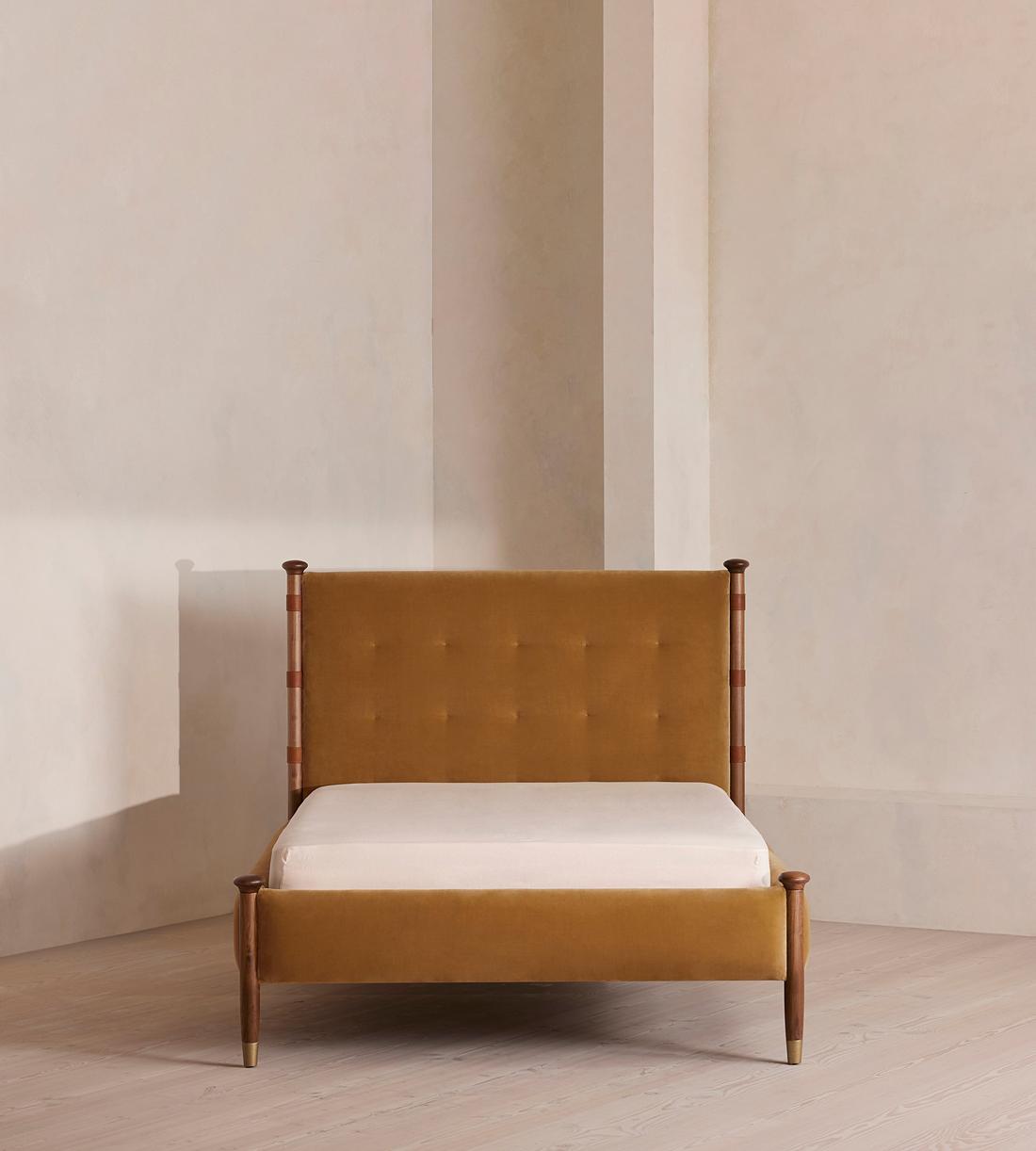 Paolo Bed - Full - Velvet - Mustard - US - Listing - Image 2