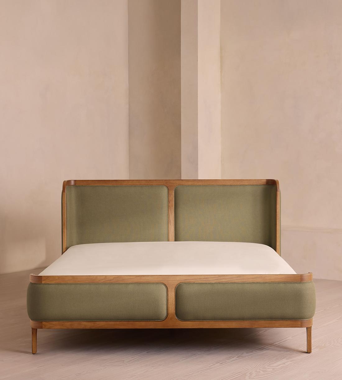 Belsa Bed - Light Oak - King - Linen - Sage - Listing - Image 2