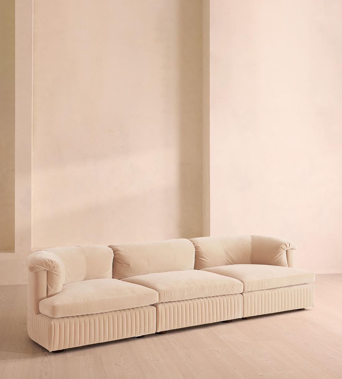 Oona Sectional Sofa - Four Seater - Velvet Porcelain - US - Listing - Image 2