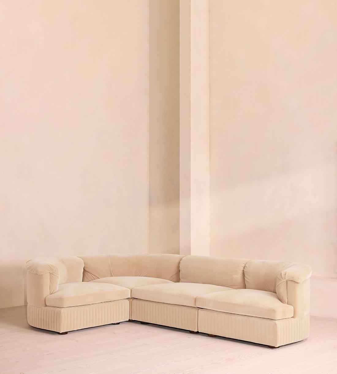 Oona Sectional Sofa - L-Shape Sofa - Velvet Porcelain - US - Listing - Image 1