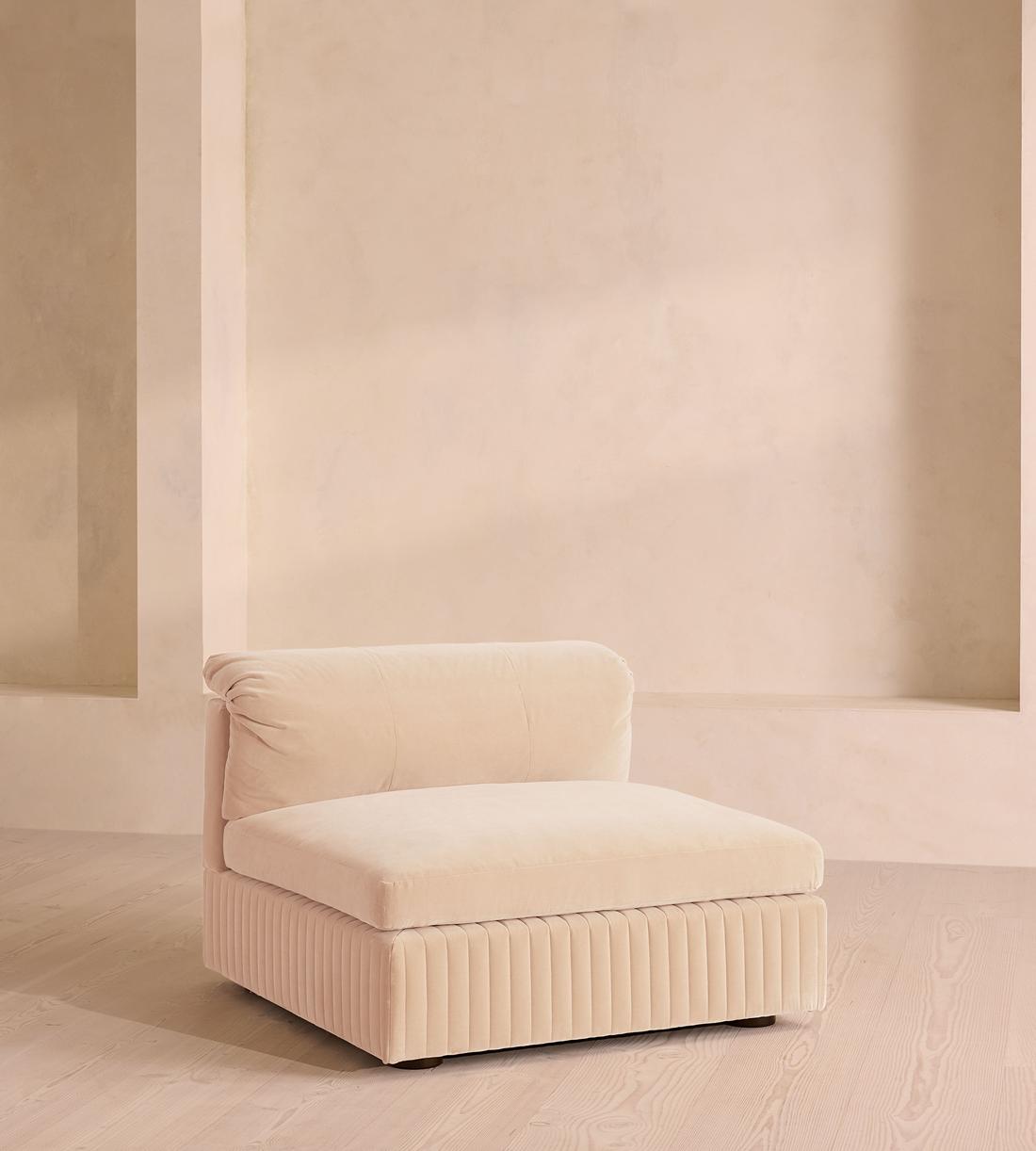 Oona Modular Sofa - Armless Module - Porcelain Velvet - UK - Image 1