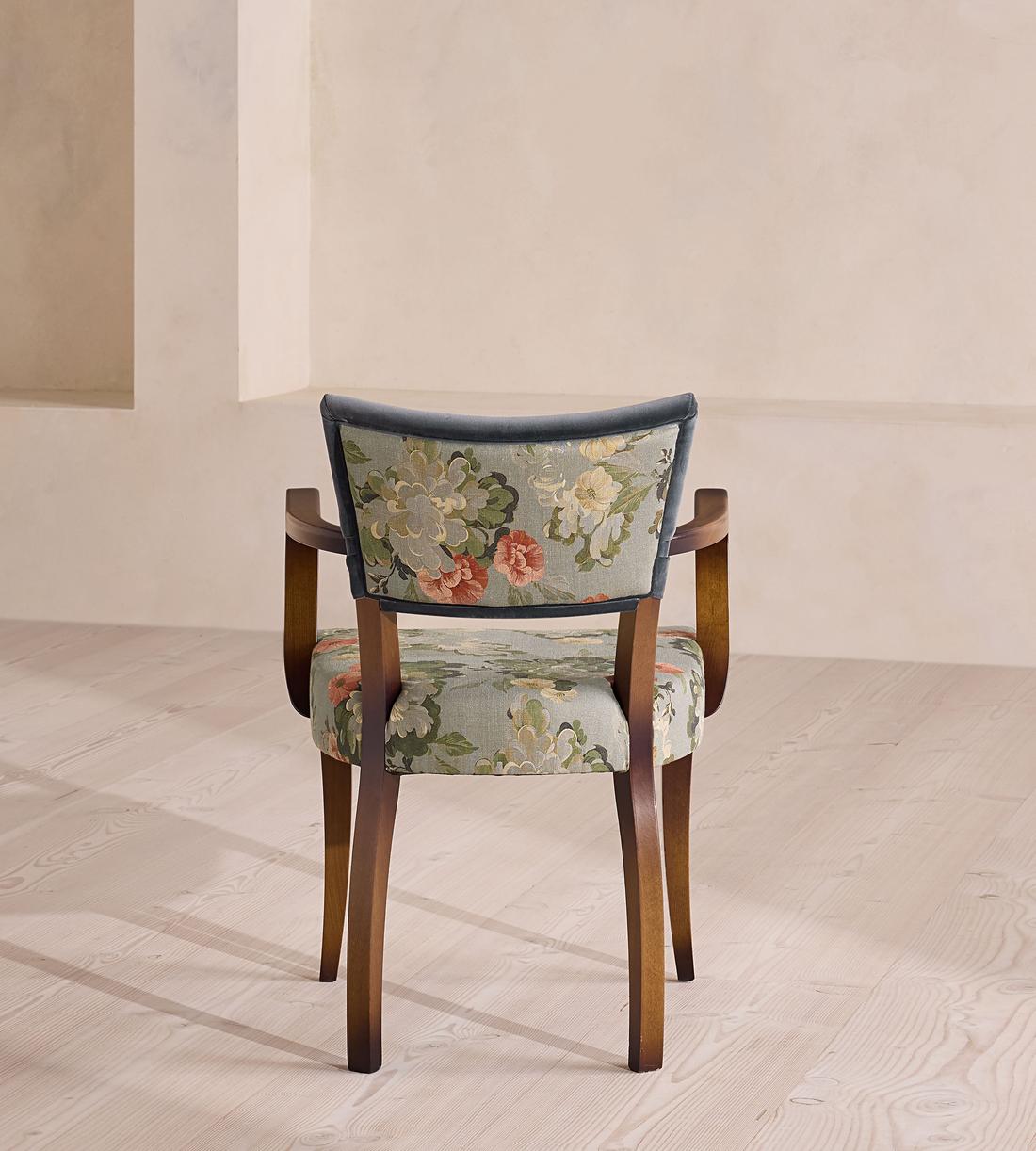 Molina Dining Armchair - Skylar Print - Grey Blue Velvet - UK - Images - Image 4