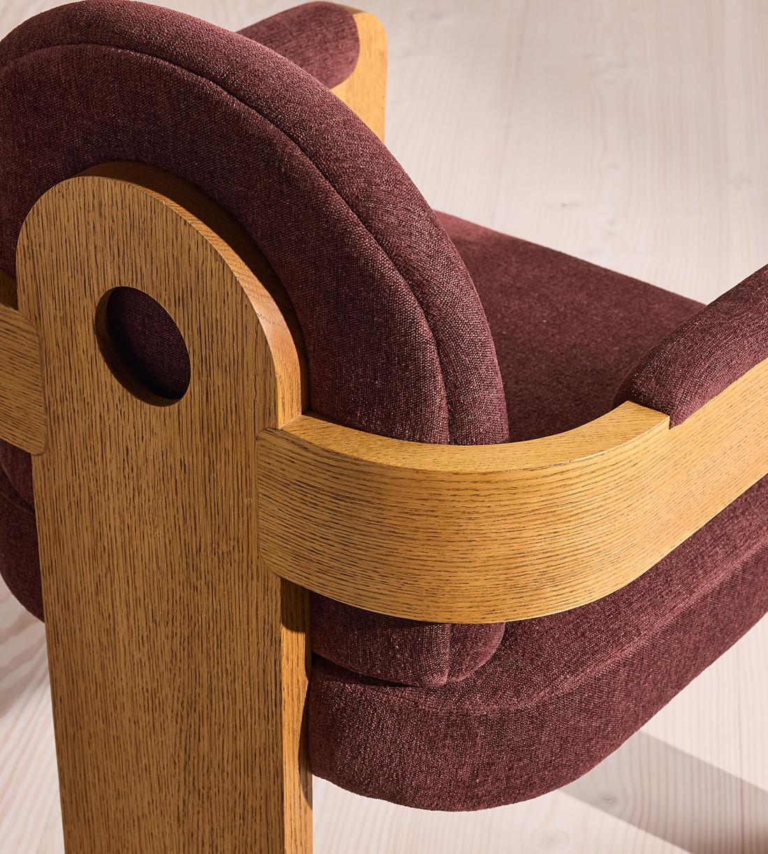 Emerson Dining Chair - Linen Chenille - Bordeaux - UK - Images - Image 8