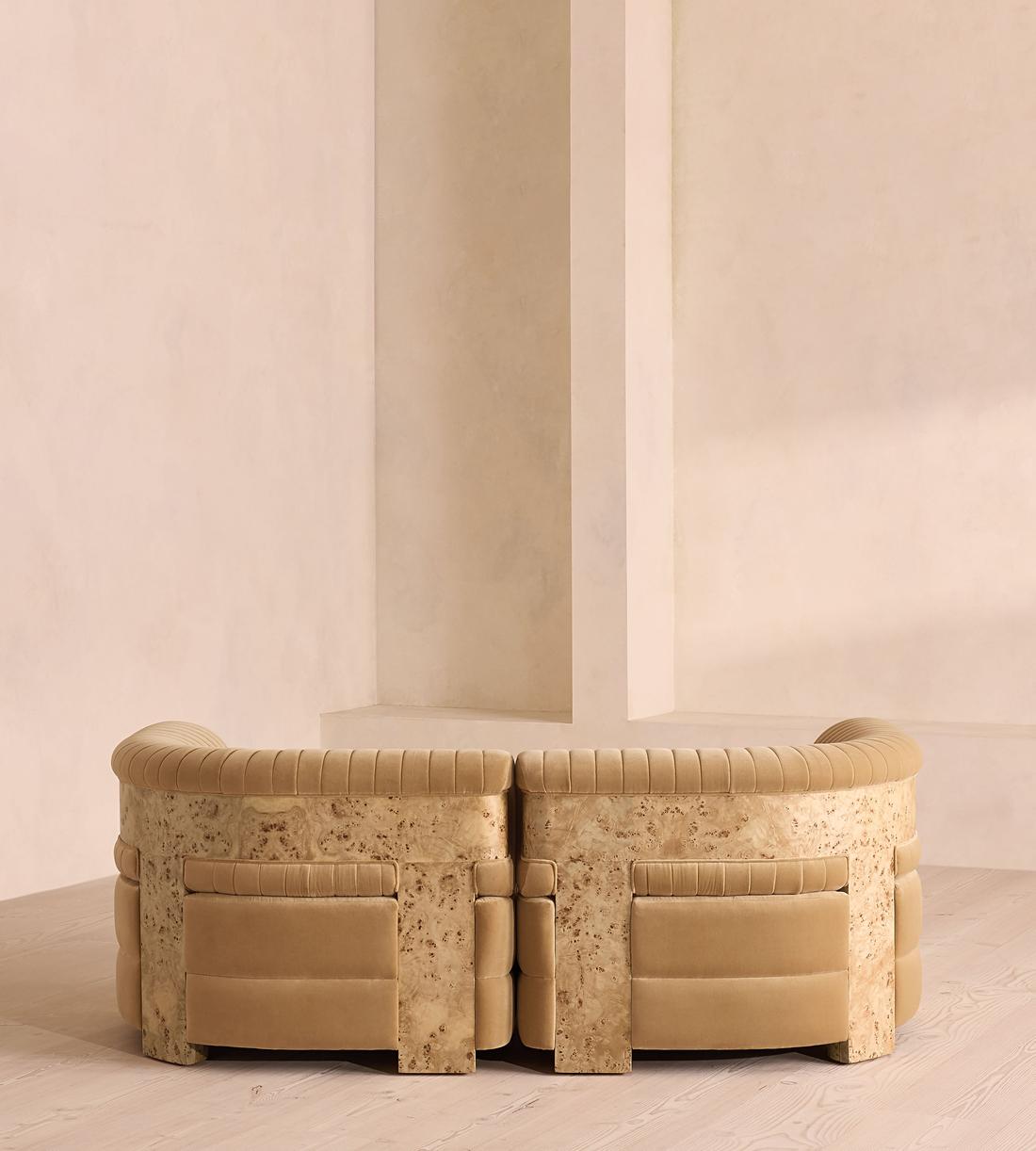 Caleb Sectional Three Seater Sofa - Velvet - Camel - Blonde Burl - US - Images - Image 5