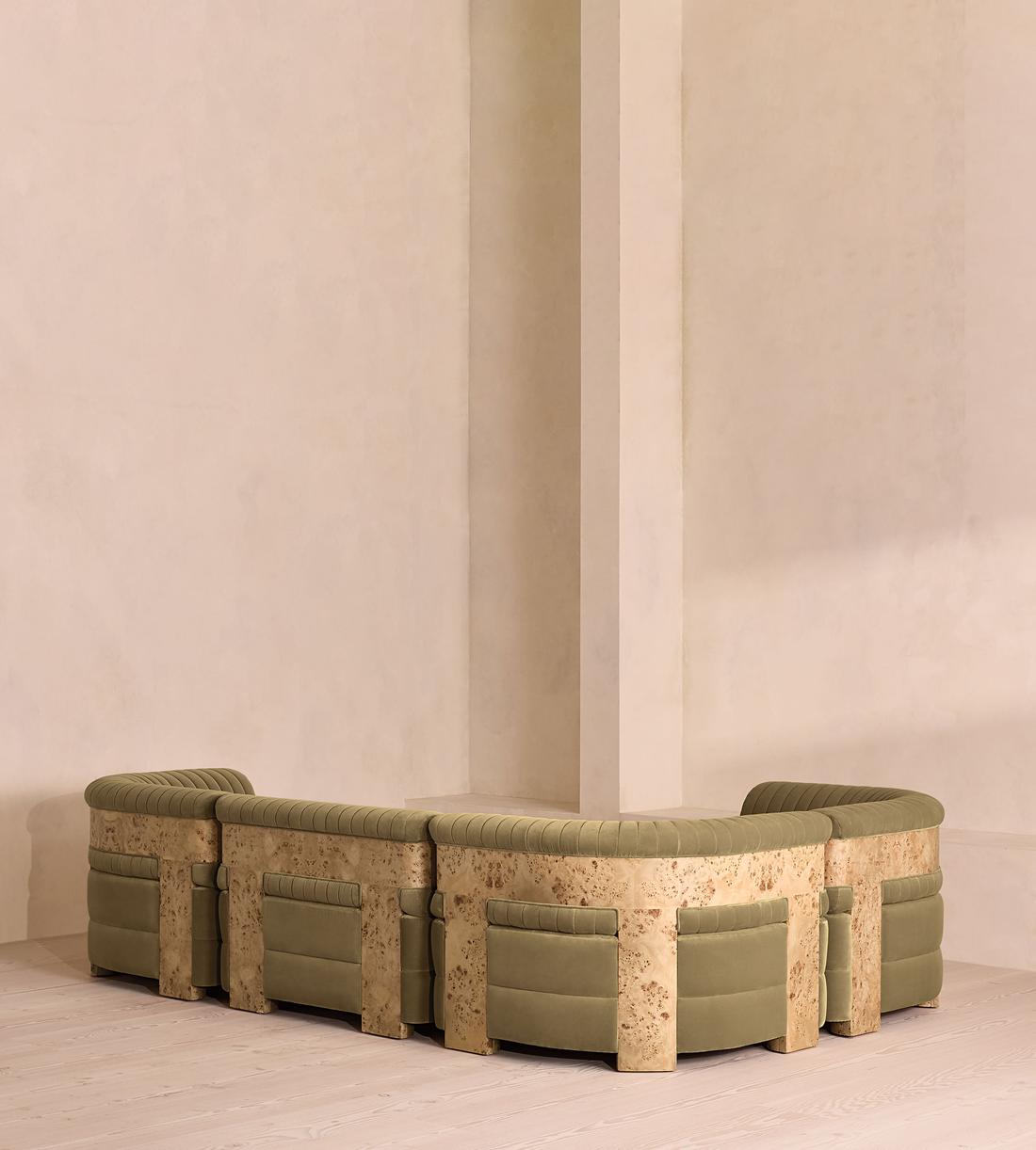 Caleb Sectional Sofa - Blonde Burl - L Shape Sofa - Blonde Burl - Velvet - Lichen - US - Images - Image 3