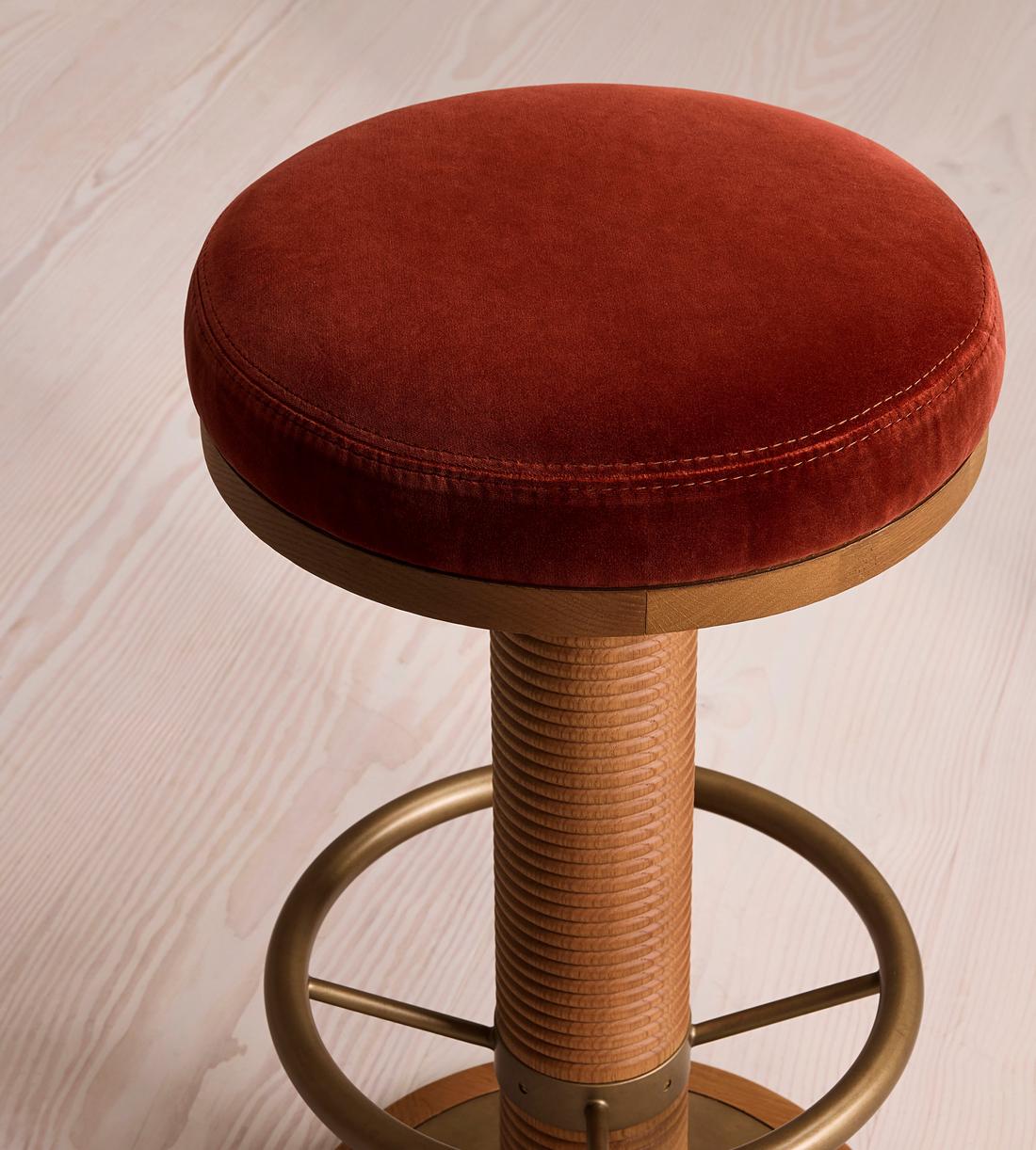Bryden Tall Barstool - Velvet - Rust - Images - Image 3