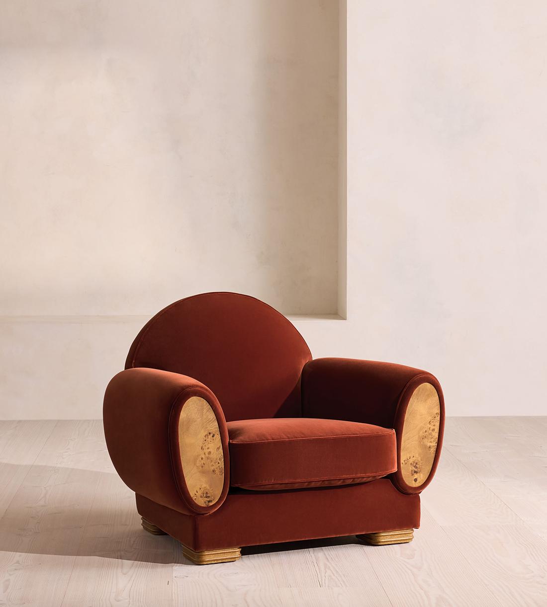 Aubin Armchair - Velvet - Rust - US - Listing - Image 3