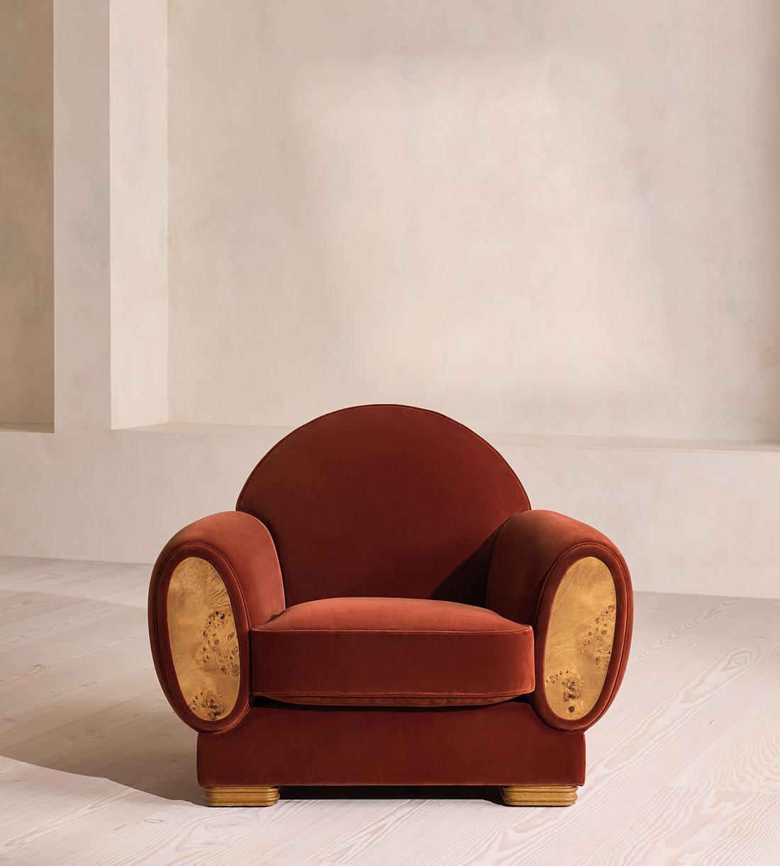 Aubin Armchair - Velvet - Rust - US - Listing - Image 4