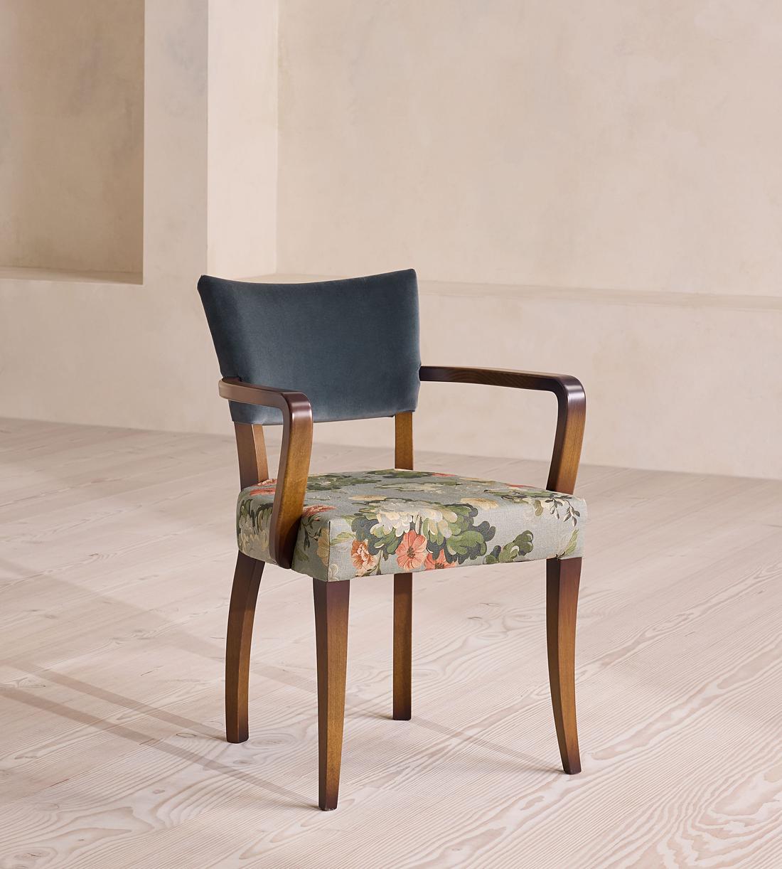 Molina Dining Armchair - Skylar Print - Grey Blue Velvet - US - Listing - Image 1