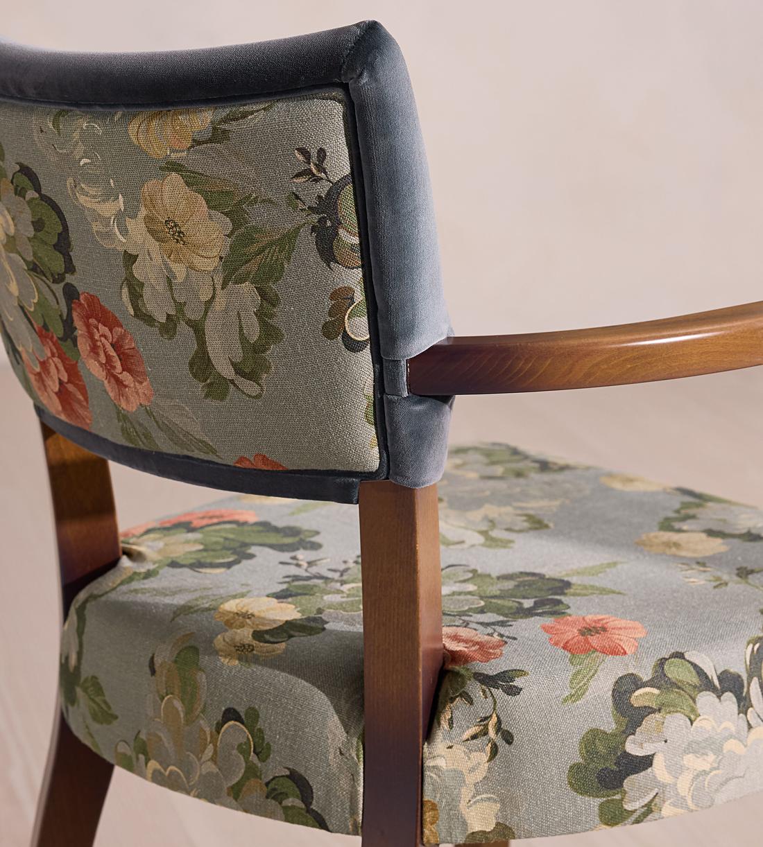 Molina Dining Armchair - Skylar Print - Grey Blue Velvet - US - Images - Image 5