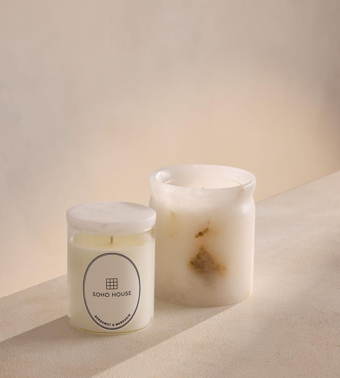 Bergamot & Mandarin Zest Candle Set - Alabaster Marble - 250g - Listing - Image 1