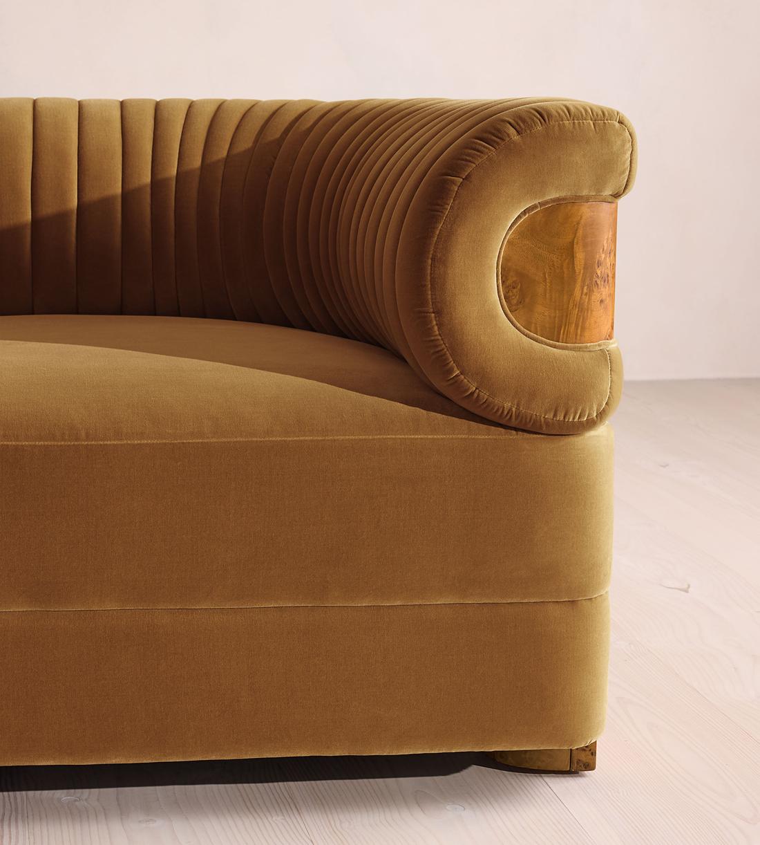 Caleb Sectional Three Seater Sofa - Velvet - Mustard - Dark Burl - US - Images - Image 5