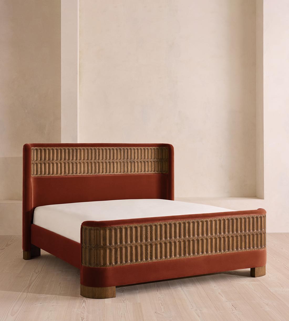 Devon Bed - King - Velvet - Rust - Listing - Image 1