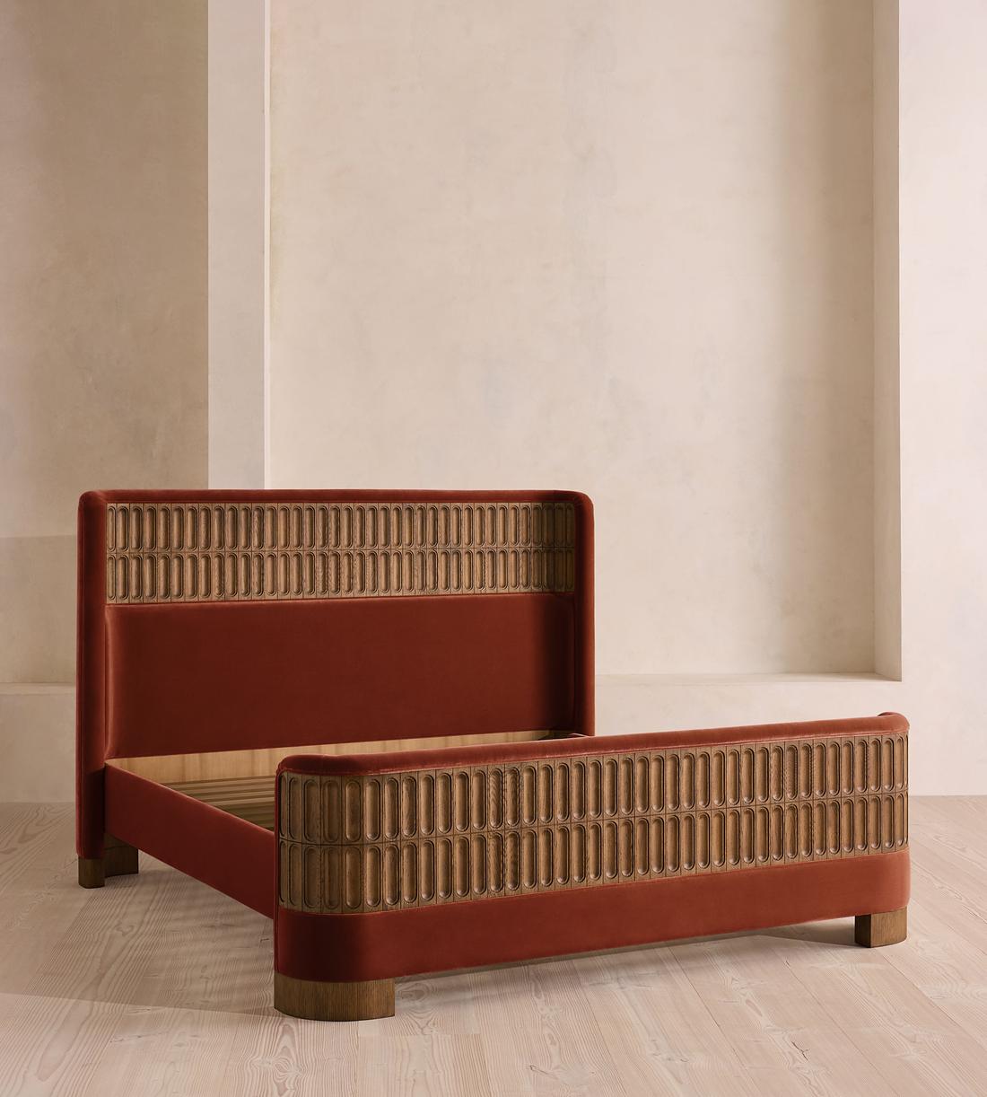 Devon Bed - King - Velvet - Rust - Images - Image 3