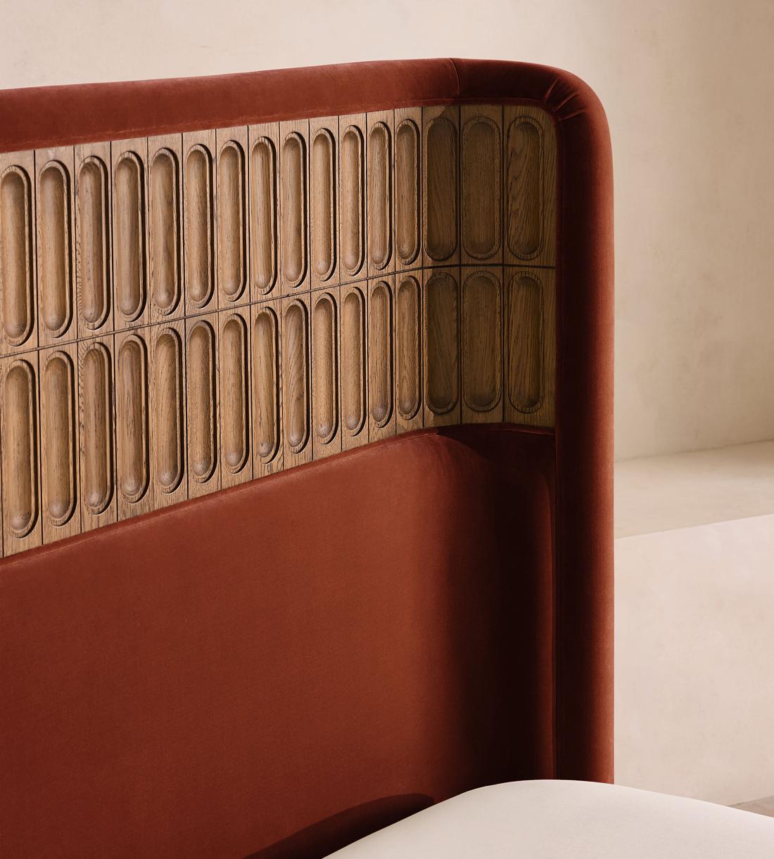 Devon Bed - King - Velvet - Rust - Images - Image 4