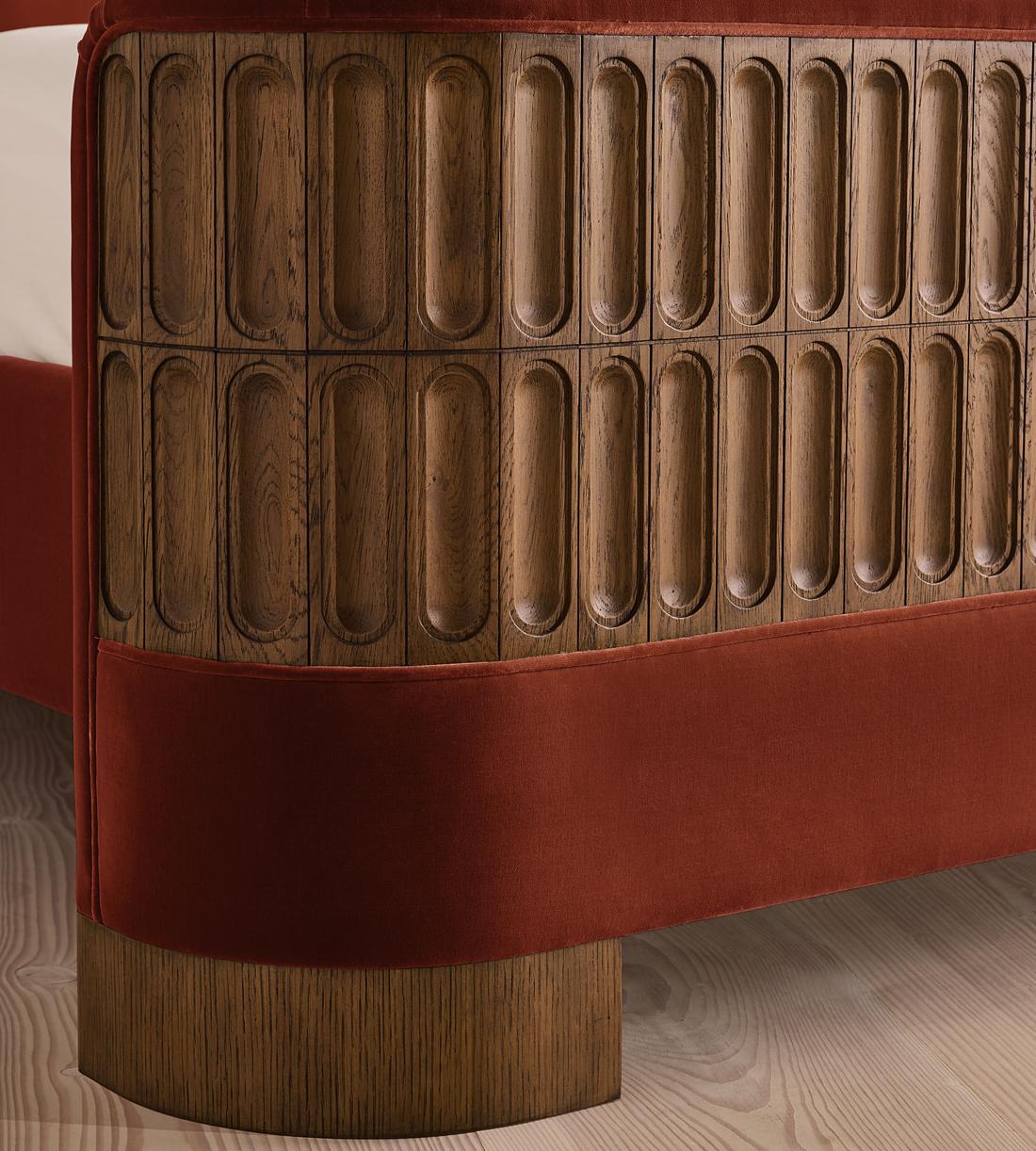 Devon Bed - King - Velvet - Rust - Images - Image 5