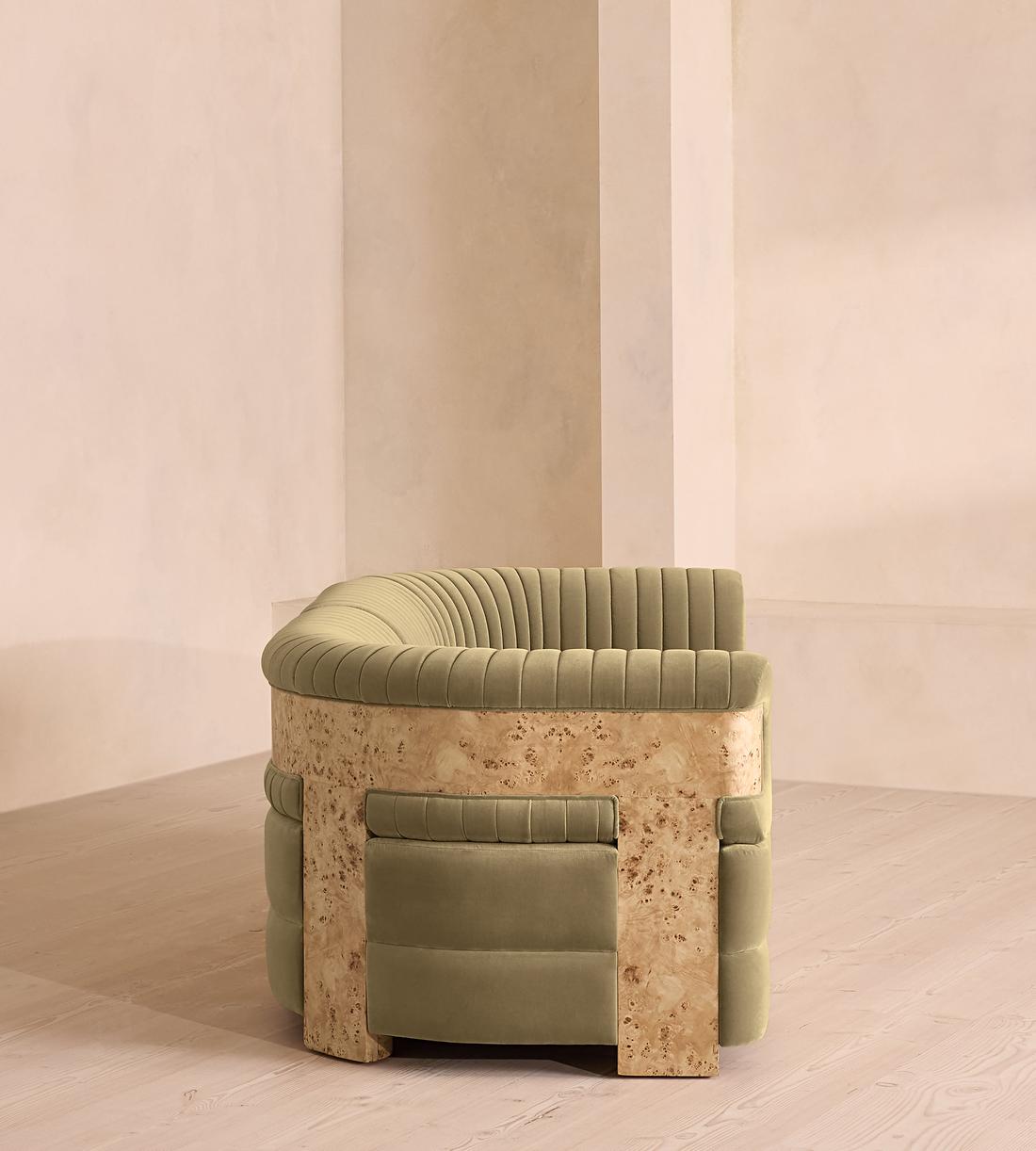 Caleb Sectional Three Seater Sofa - Velvet - Lichen - Blonde Burl - US - Images - Image 3