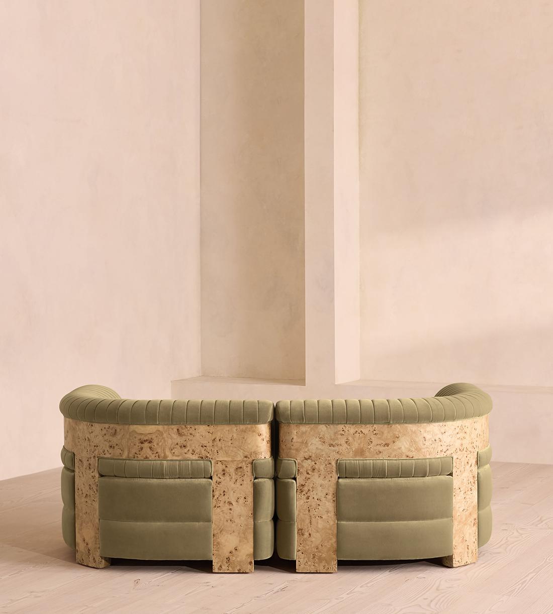 Caleb Sectional Three Seater Sofa - Velvet - Lichen - Blonde Burl - US - Images - Image 4