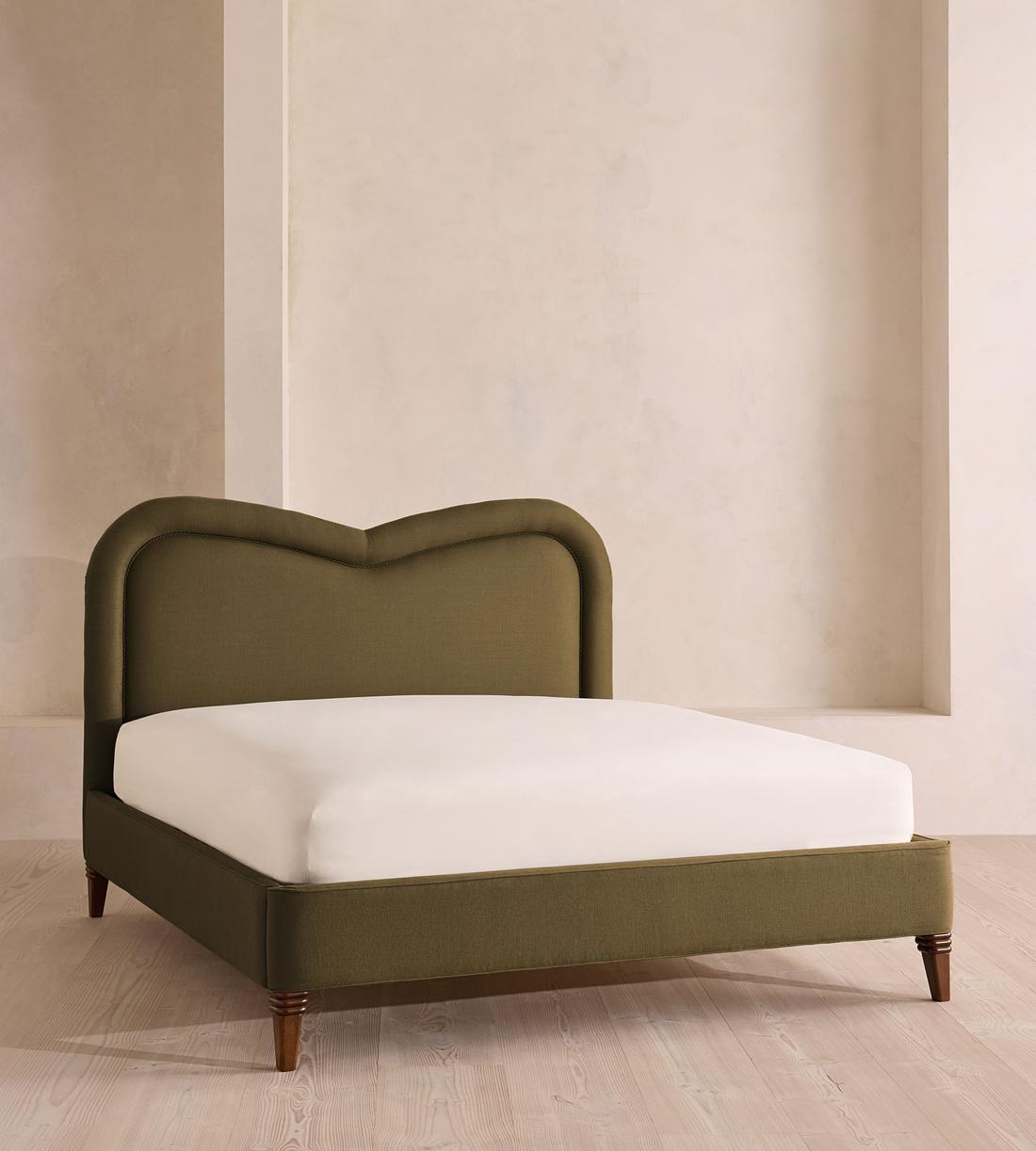 Keira Bed - King - Linen - Olive - UK - Listing - Image 1