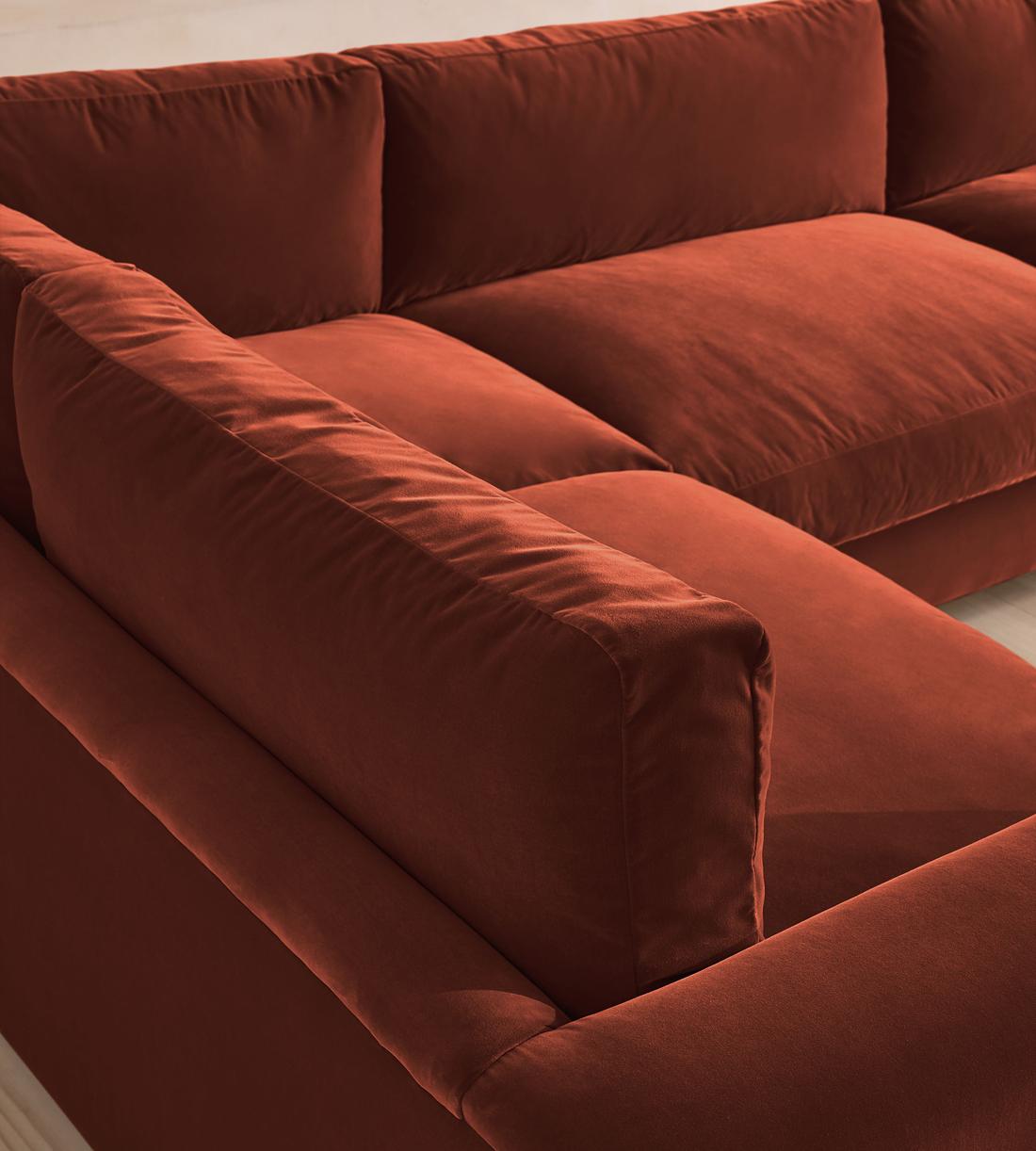 Mossley Left L-Shape Sofa - Velvet - Rust - UK - Images - Image 4