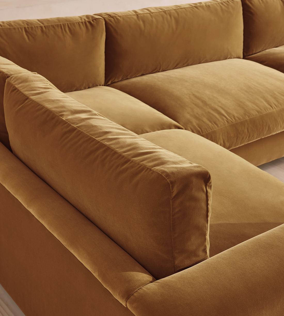 Mossley Left L-Shape Sofa - Velvet - Mustard - UK - Images - Image 4